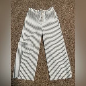Madewell High Waisted Wide Leg Pants (dark blue stripes)
